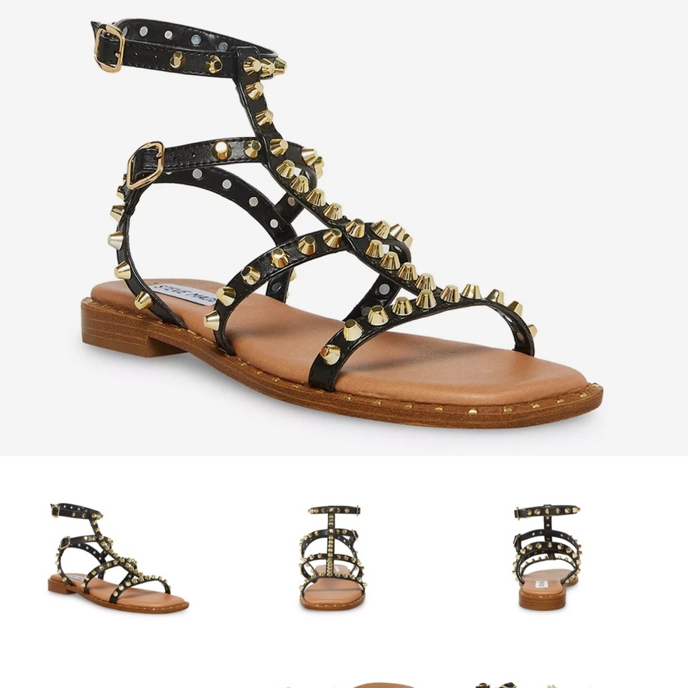 Steve Madden Black and Gold Studded Sandals